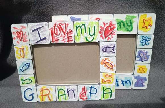 Unbranded Other - I Love My Grandma & Grandpa Handpainted Ceramic Picture Frames 3.5x5 VTG Pair